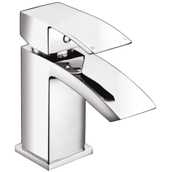 Scudo Descent Mini Mono Basin Mixer Tap with Push Waste