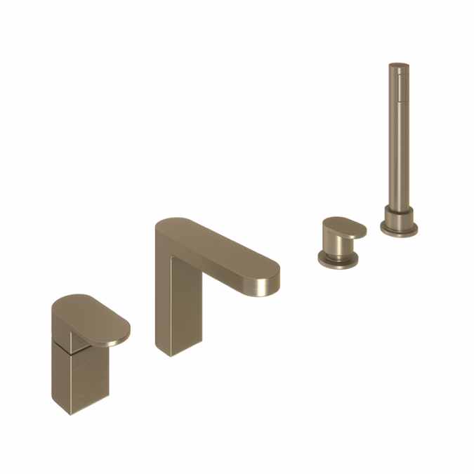 Abacus KI 4 Hole Deck Mounted Brushed Nickel Bath Mixer Tap