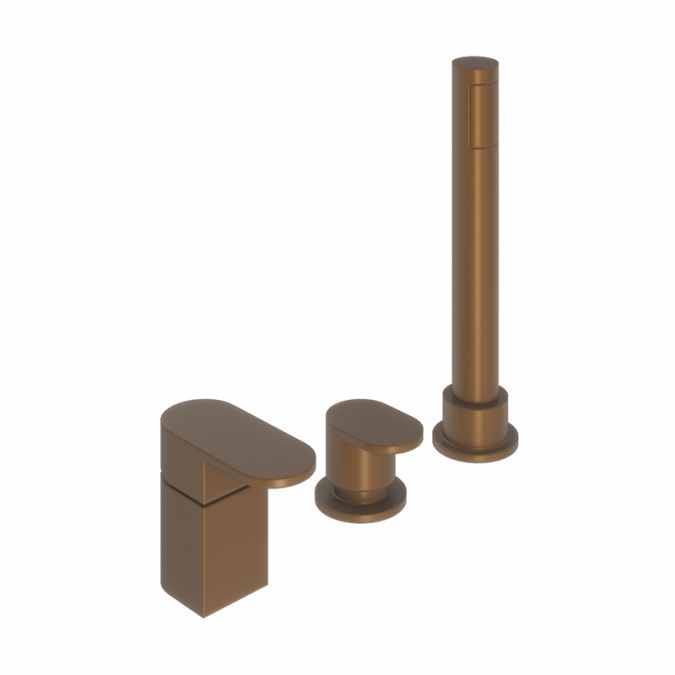 Abacus Ki 3 Hole Brushed Bronze Deck Mounted Bath Mixer Tap