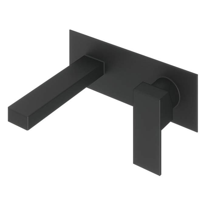 Abacus Plan Wall Mounted Basin Mixer Tap - Matt Black