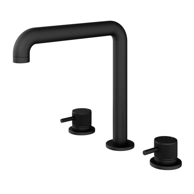 Abacus Iso Pro 3 Tap Hole Deck Mounted Basin Mixer - Matt Black