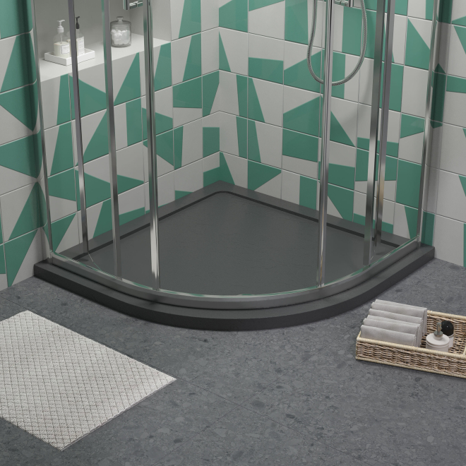 Nuie Slate Grey 800mm Slimline Quadrant Shower Tray