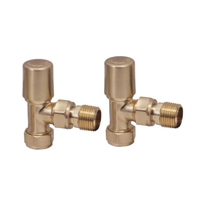 Scudo Brushed Brass Angled Radiator Valves