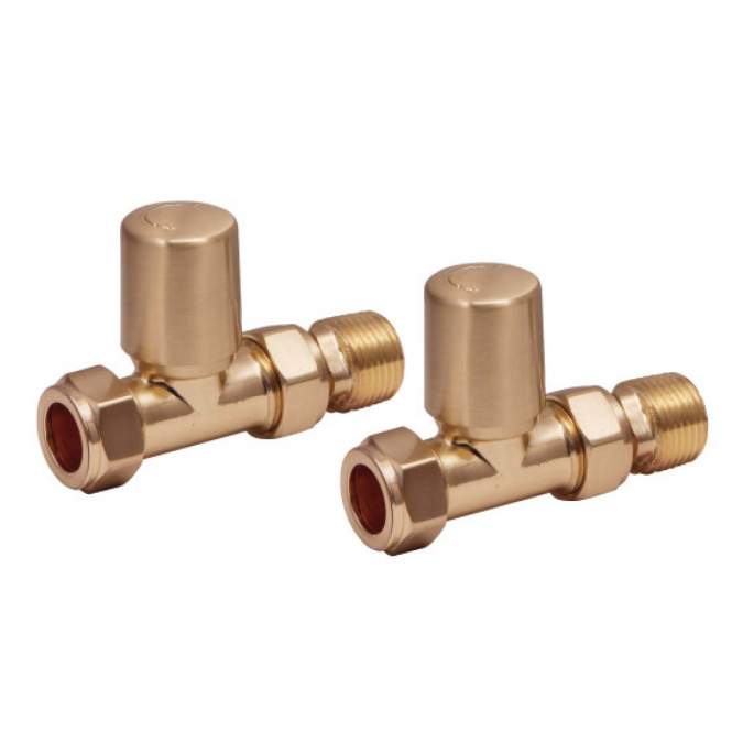 Scudo Brushed Brass Straight Radiator Valves