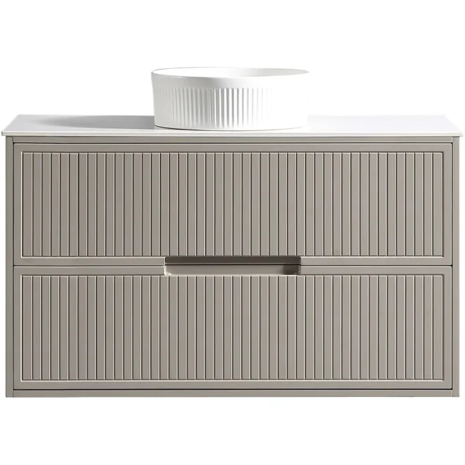 Tailored Bolzana 1000mm Soft Coffee Wall Hung Vanity Drawer Unit with Countertop