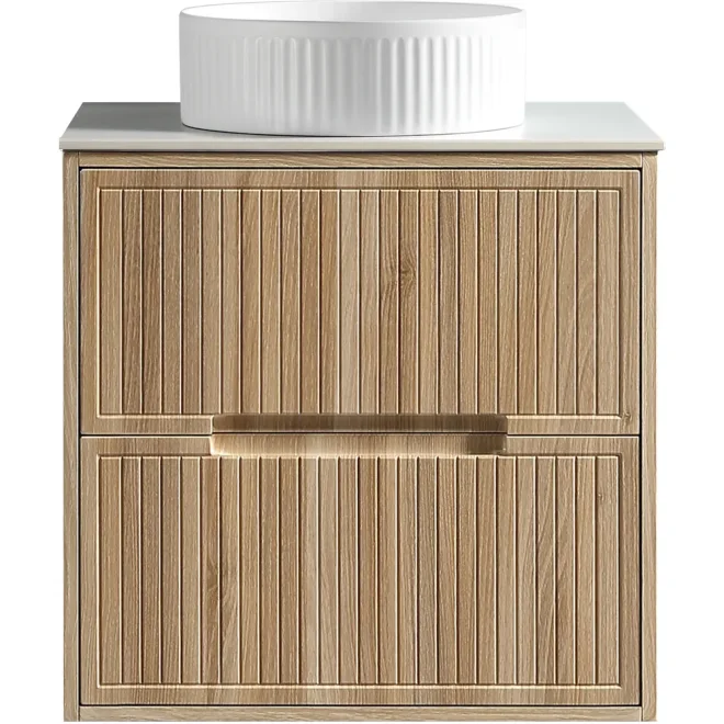 Tailored Bolzana 600mm Country Oak Wall Hung Vanity Drawer Unit with Counter Top