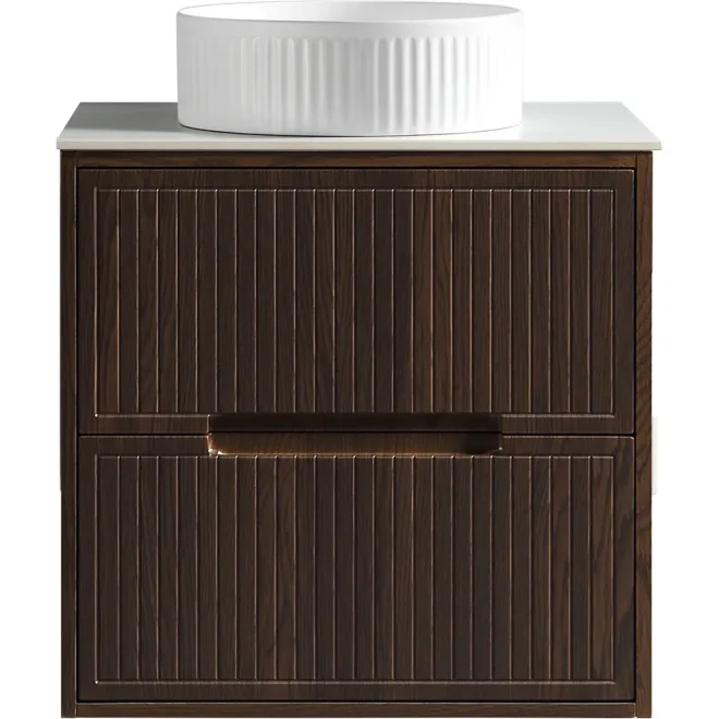 Tailored Bolzana 600mm Espresso Oak Wall Hung Vanity Drawer Unit with Countertop