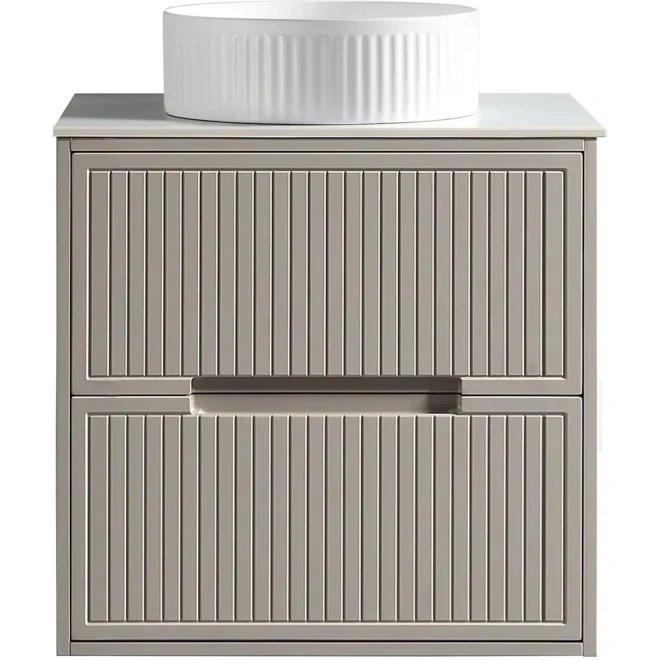 Tailored Bolzana 600mm Soft Coffee Wall Hung Vanity Drawer Unit with Countertop