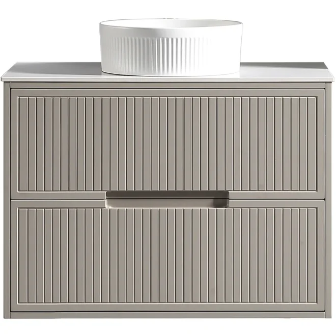 Tailored Bolzana 800mm Soft Coffee Wall Hung Vanity Drawer Unit with Countertop