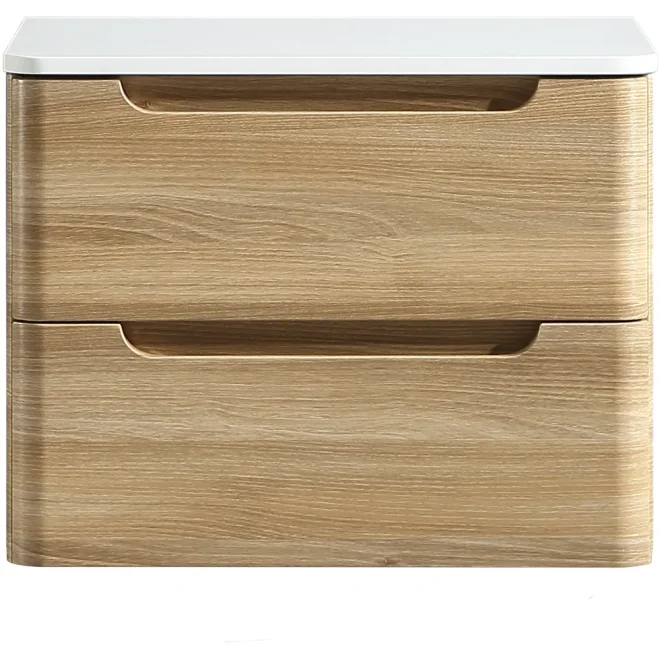 Tailored Monza 500mm Country Oak Wall Hung Vanity Drawer Unit with Countertop