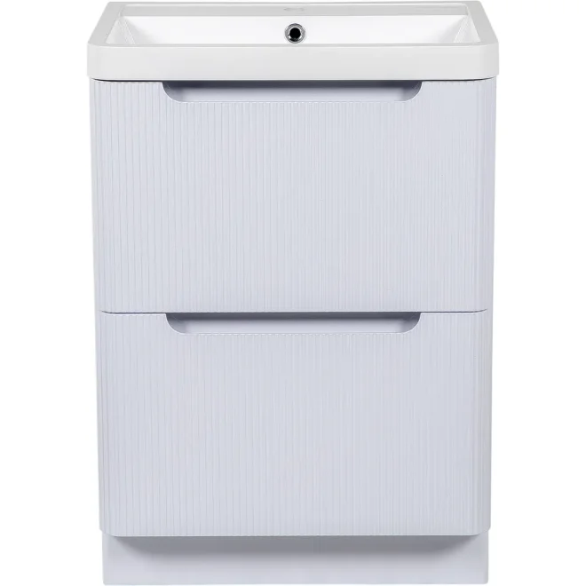 Tailored Monza 600mm Fluted White Gloss Wall Hung Vanity Unit with Basin 