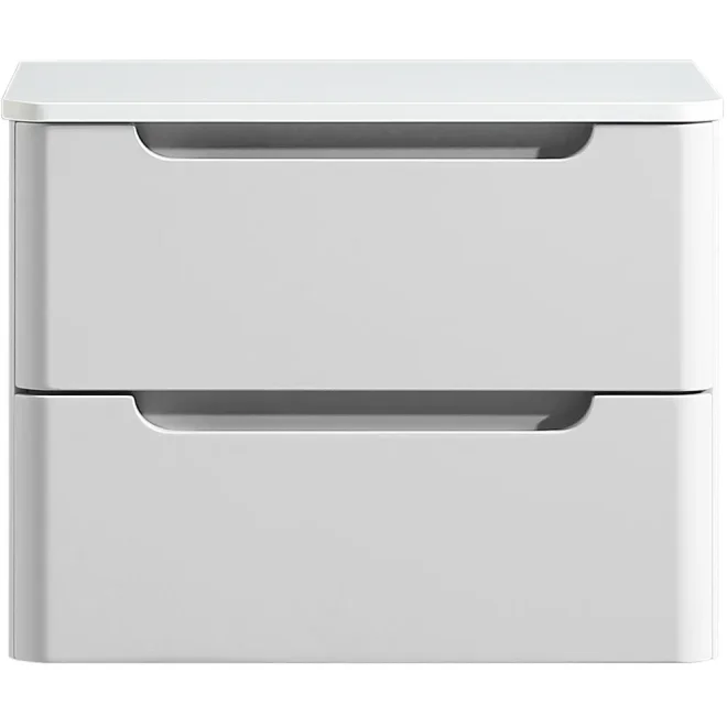 Tailored Monza 500mm Gloss White Wall Hung Vanity Drawer Unit with Countertop