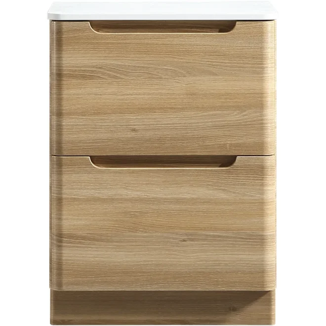 Tailored Monza 600mm Country Oak Vanity Drawer Unit with Countertop