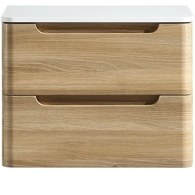 Tailored Monza 600mm Country Oak Wall Hung Vanity Drawer Unit with Countertop