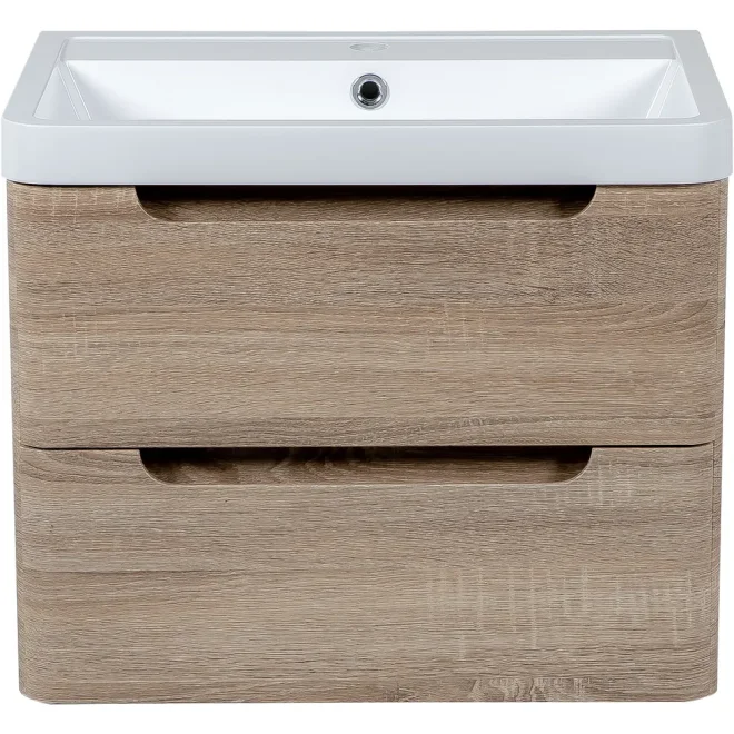 Tailored Monza 600mm Country Oak Wall Hung Vanity Unit with Basin