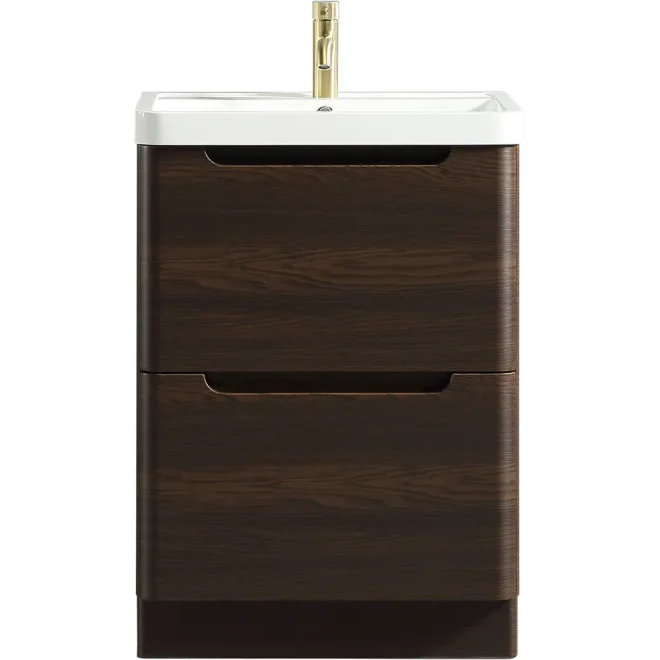 Tailored Monza 600mm Espresso Oak Vanity Unit with Ceramic Basin