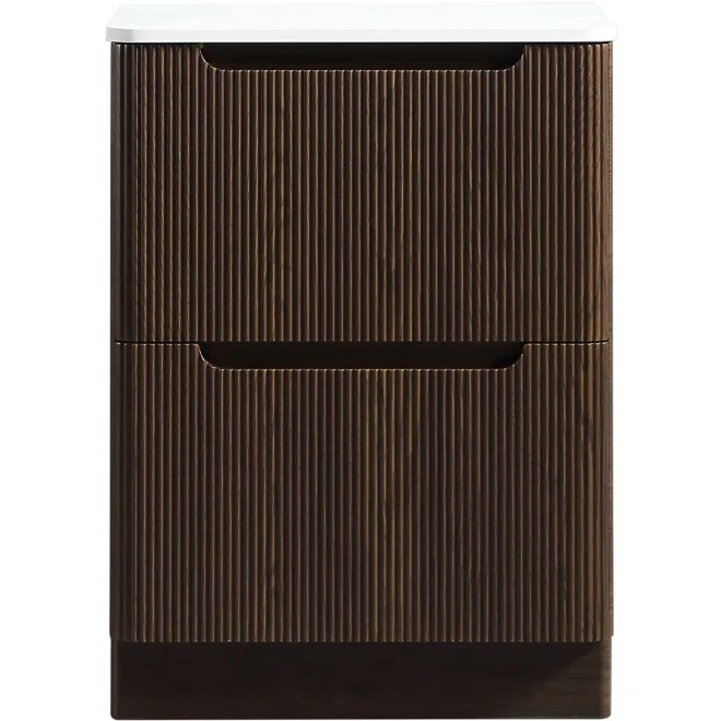 Tailored Monza 600mm Fluted Espresso Oak Vanity Drawer Unit with Countertop