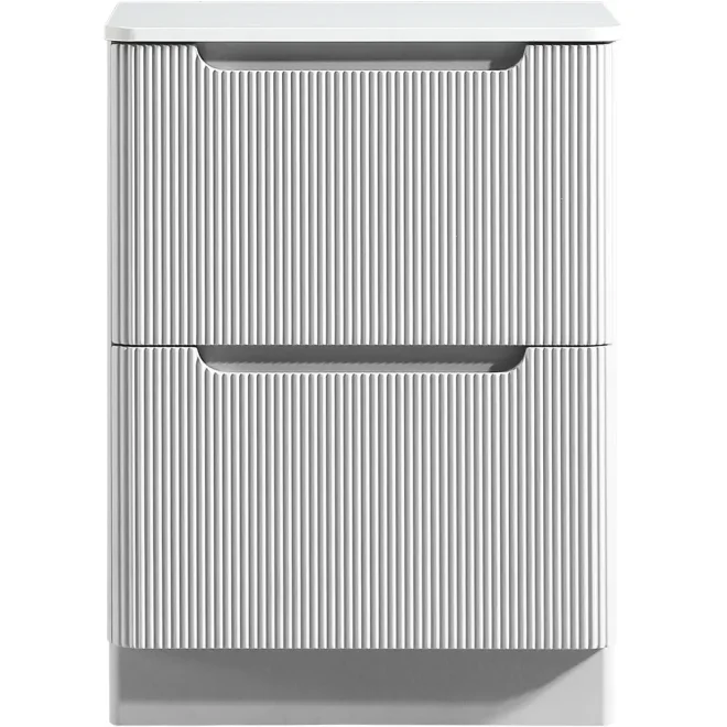 Tailored Monza 600mm Fluted Gloss White Vanity Drawer Unit with Countertop