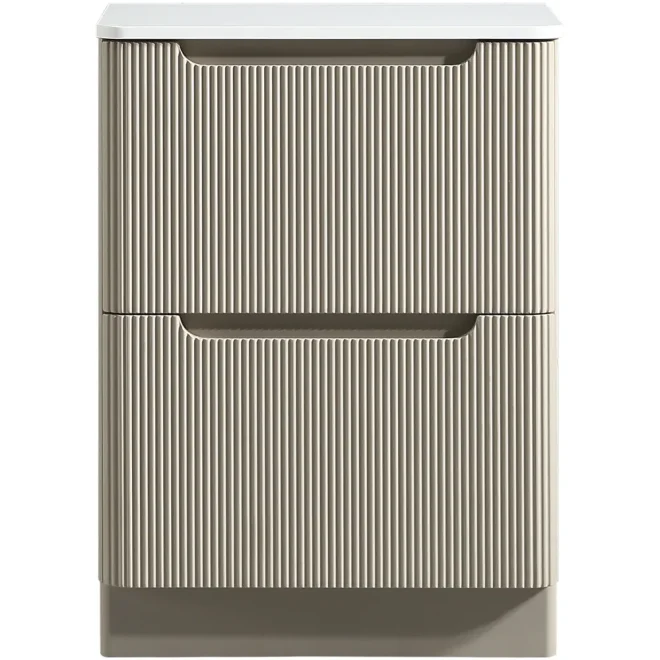 Tailored Monza 600mm Fluted Soft Coffee Vanity Drawer Unit with Countertop