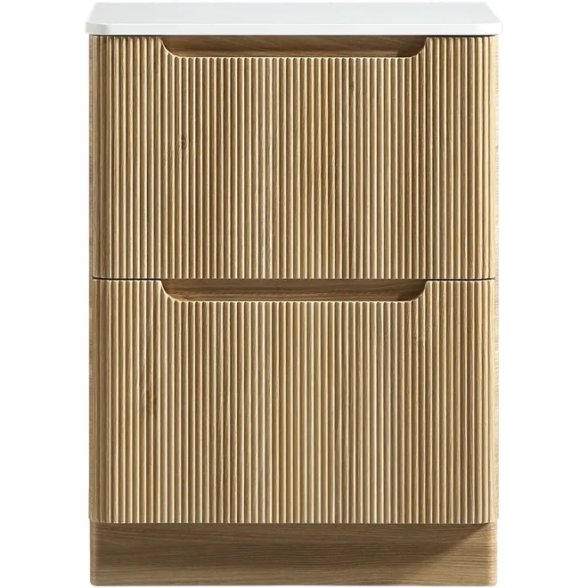 Tailored Monza 600mm Fluted Country Oak Vanity Drawer Unit with Countertop
