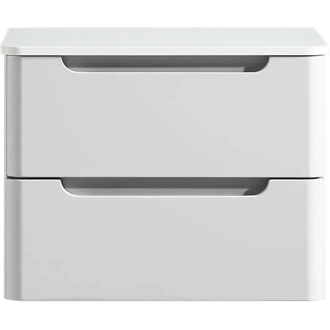 Tailored Monza 600mm Gloss White Wall Hung Vanity Drawer Unit with Countertop
