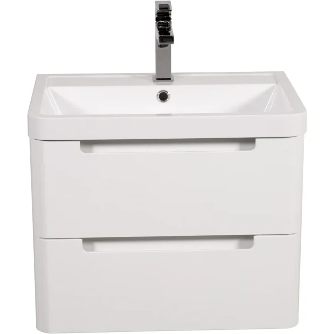 Tailored Monza 600mm Gloss White Wall Hung Vanity Unit with Basin
