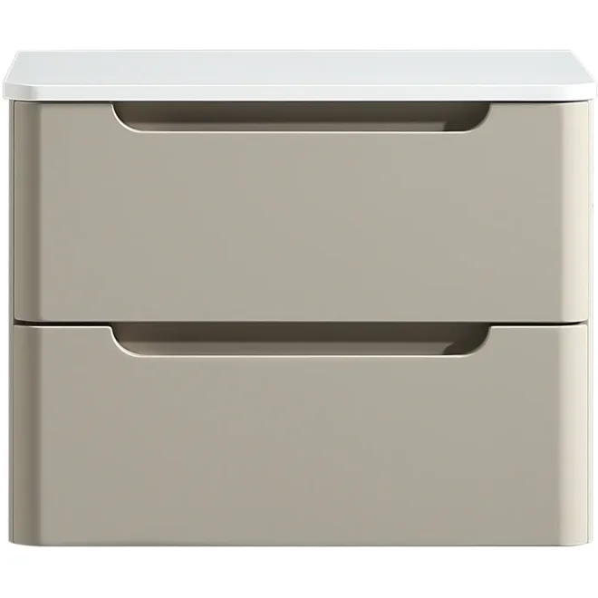 Tailored Monza 600mm Soft Coffee Wall Hung Vanity Drawer Unit with Countertop