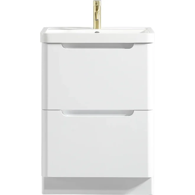 Tailored Monza 600mm White Gloss Vanity Unit with Ceramic Basin