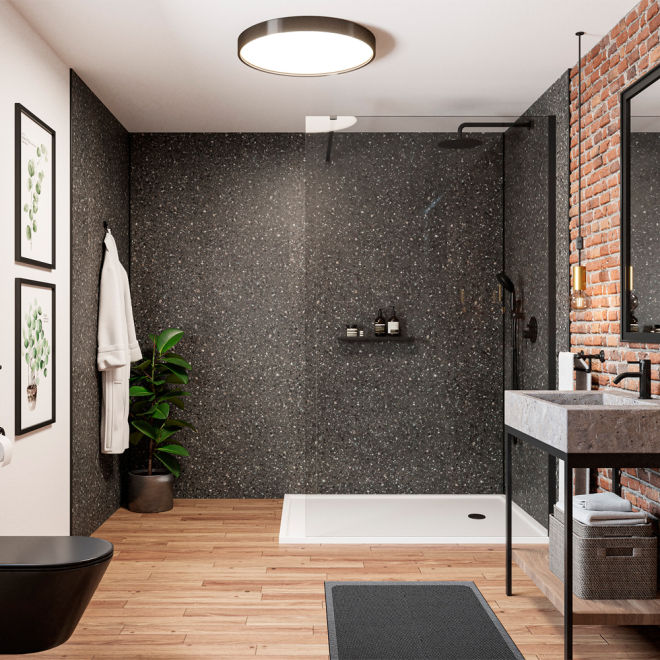 Terrazzo Noir Wetwall Mermaid Plywood Bathroom Wall Boards