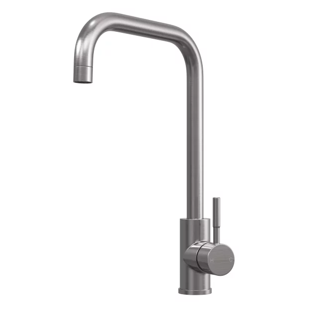Top-Fix Vito Square Neck Brushed Steel Kitchen Mixer Tap