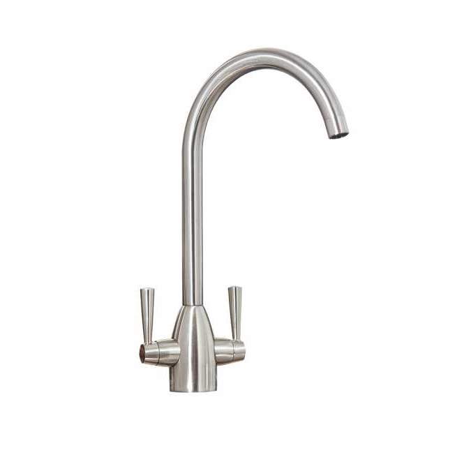 Richmond Twin Lever Kitchen Mixer Tap - Brushed Nickel