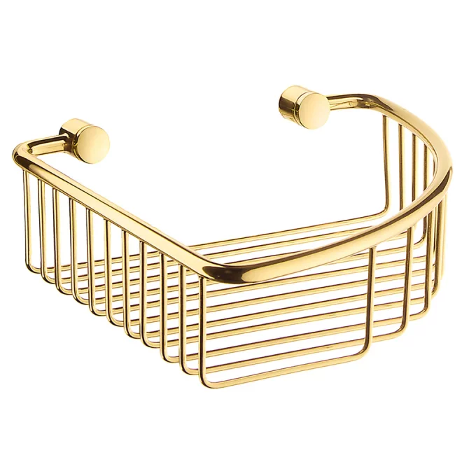 Smedbo Sideline Polished Brass Corner Soap Basket
