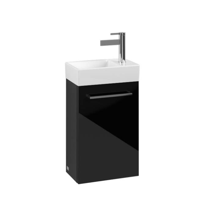 Villeroy & Boch Avento 340 RH Door Cloakroom Vanity Unit With LH Basin - Crystal Black