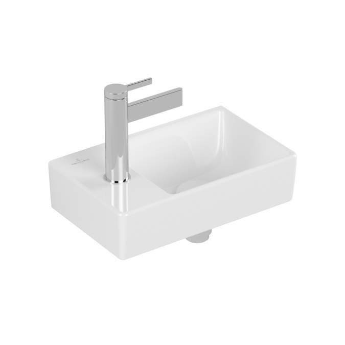 Villeroy & Boch Avento Hand Wash Basin, 360mm, White Alpin, Without Overflow Right Hand