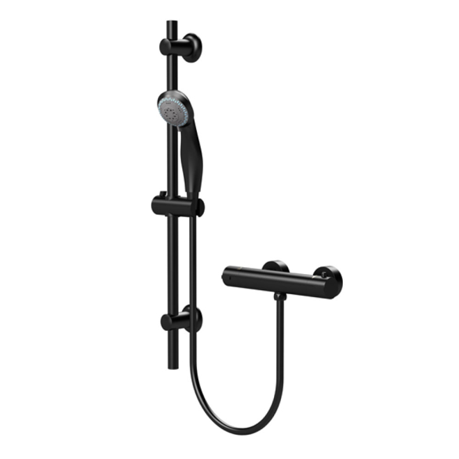 Nuie Black Round Shower Valve With Slide Rail
