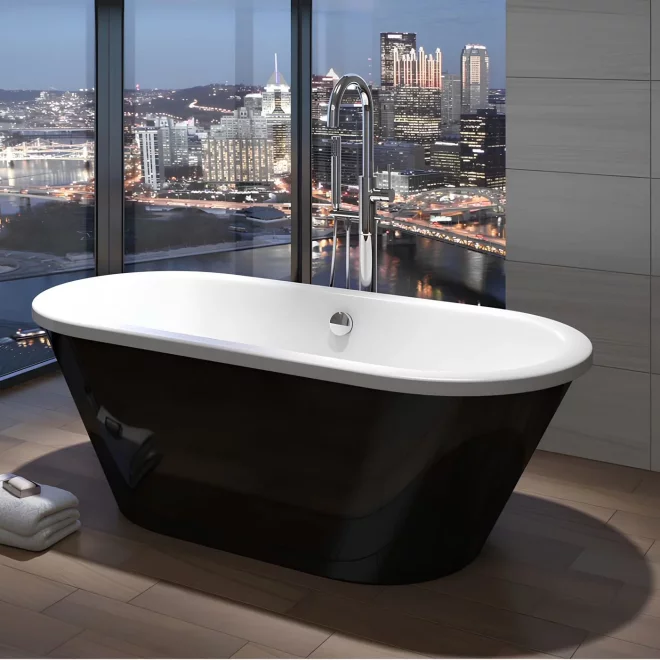 Abacus Vessini Freestanding Bath with Black Panel 1700 x 755mm