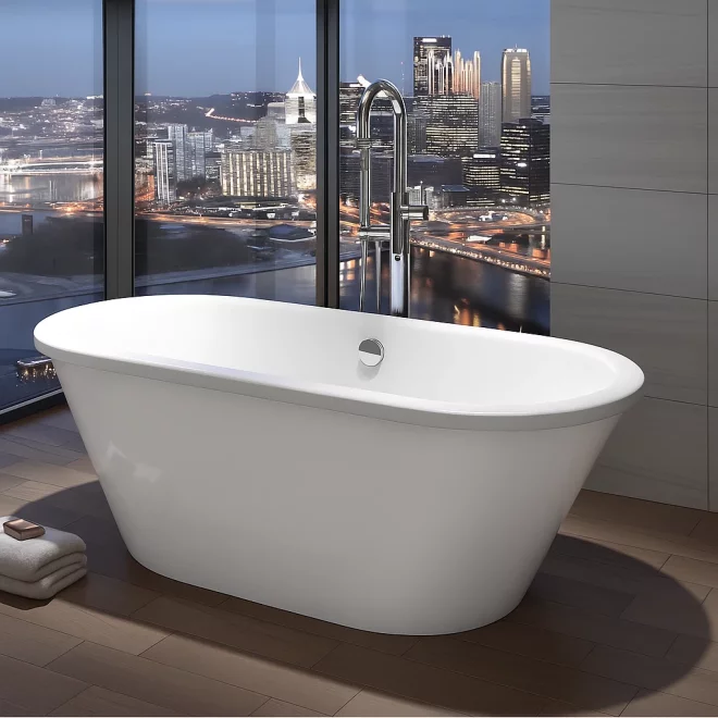 Abacus Vessini Freestanding Bath with White Panel 1700 x 755mm