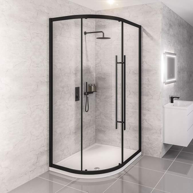 Vantage 2000 Matt Black Offset Quadrant Shower Enclosure 1200 x 800