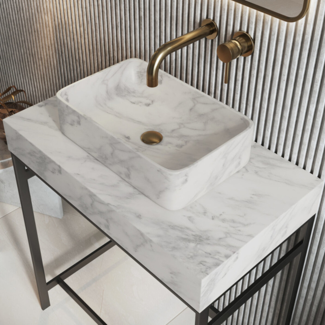 Scudo Sanctuary Venato White Marble Rectangular 420 Basin