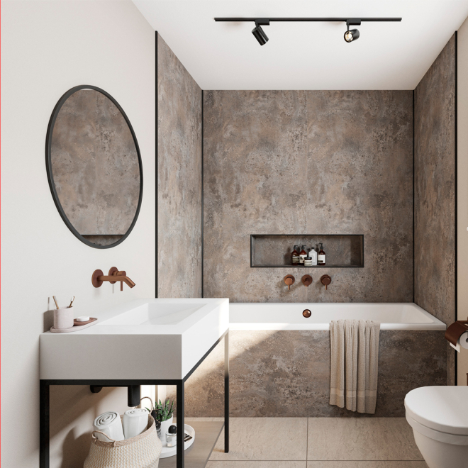 Vintage Concrete Wetwall Mermaid Plywood Bathroom Wall Boards