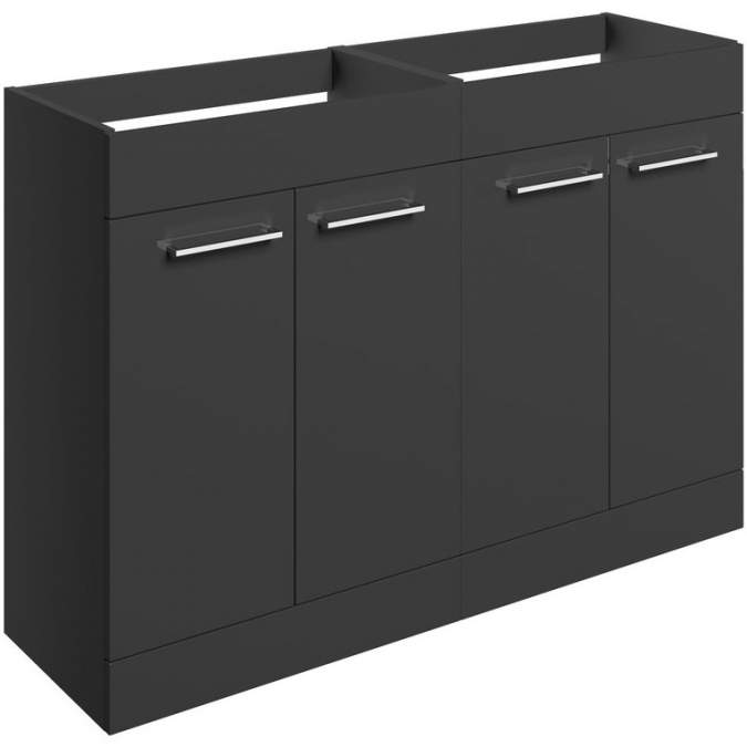 Vouille 1180mm Anthracite Gloss Floor Standing 4 Door Basin Unit Run (No Top)