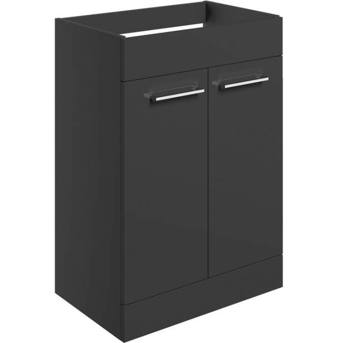 Vouille 590mm Anthracite Gloss Floor Standing 2 Door Basin Unit (No Top)