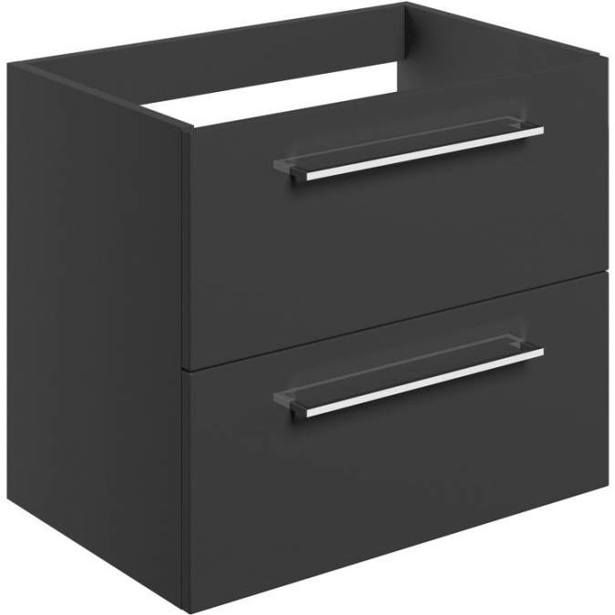 Vouille 590mm Wall Hung 2 Drawer Basin Unit (No Top) - Anthracite Gloss