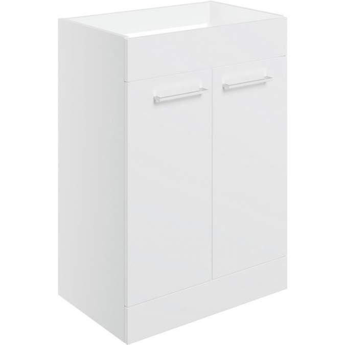 Vouille 590mm White Gloss Floor Standing 2 Door Basin Unit (No Top)