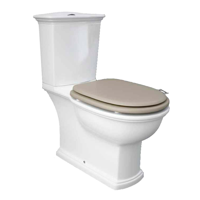 Washington Close Coupled Open Back Push Button Flush WC with Soft Close Seat Cappuccino - RAK Ceramics