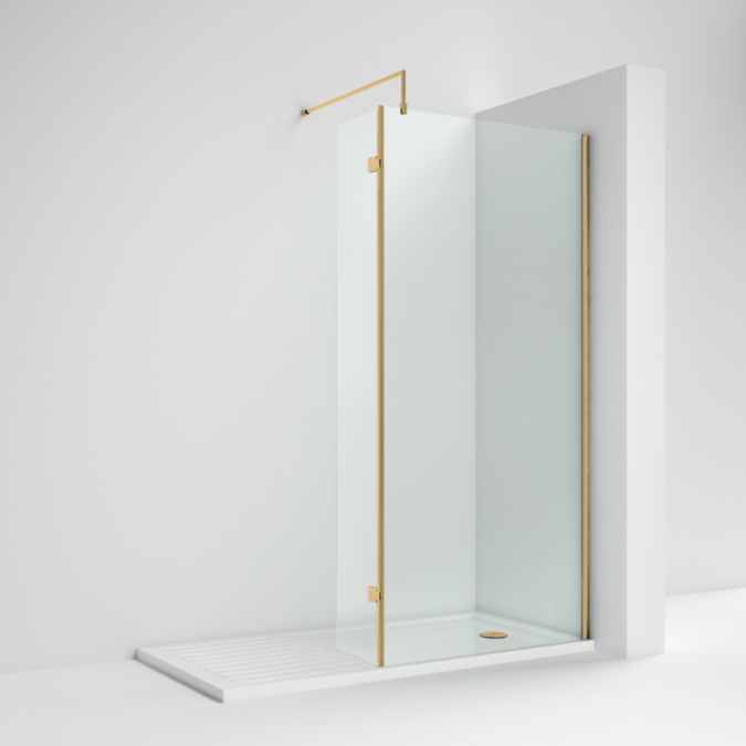 Nuie 700 Brushed Brass Walk In Shower Screen