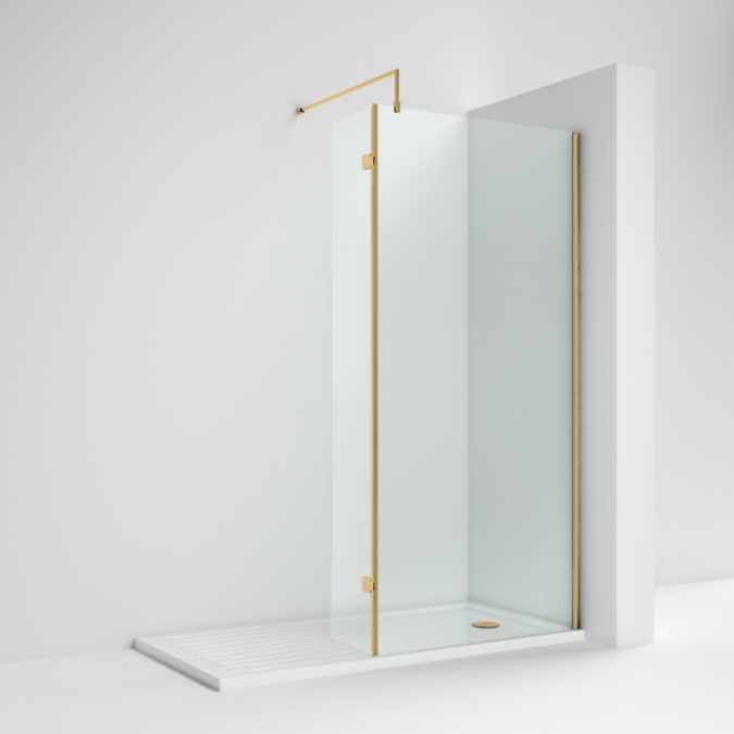 Nuie 800 Brushed Brass Walk In Shower Screen