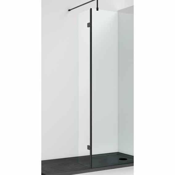 Hudson Reed 322mm Matt Black Wetroom Screen With Support Bar