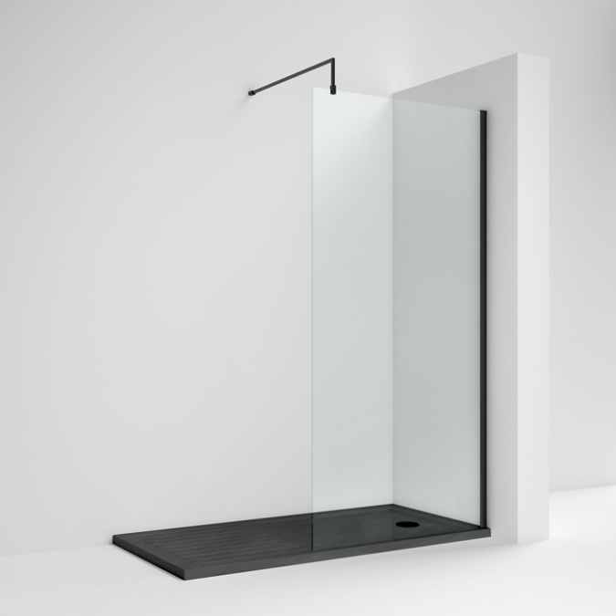 Nuie 1100 Matt Black Walk In Shower Screen