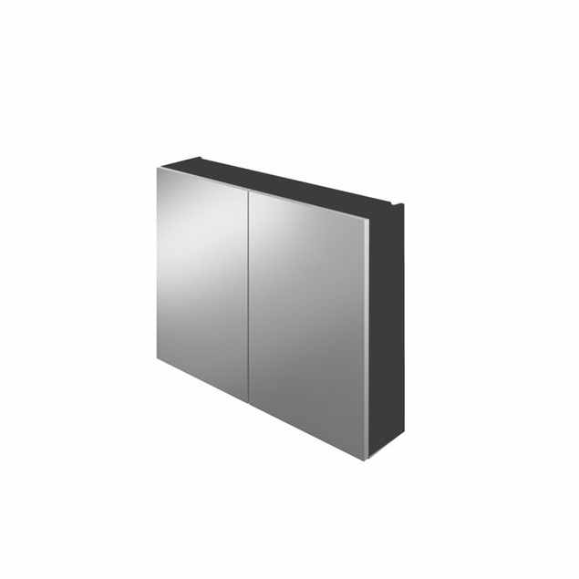 White Space 600mm Double Door Mirrored Bathroom Cabinet Charcoal